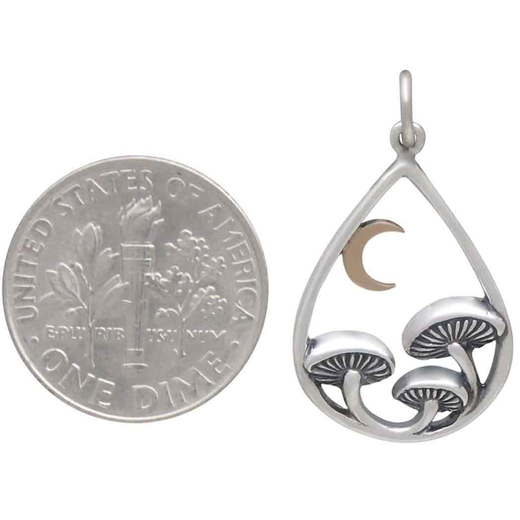 Mushrooms in teardrop with bronze moon Pendant-6614