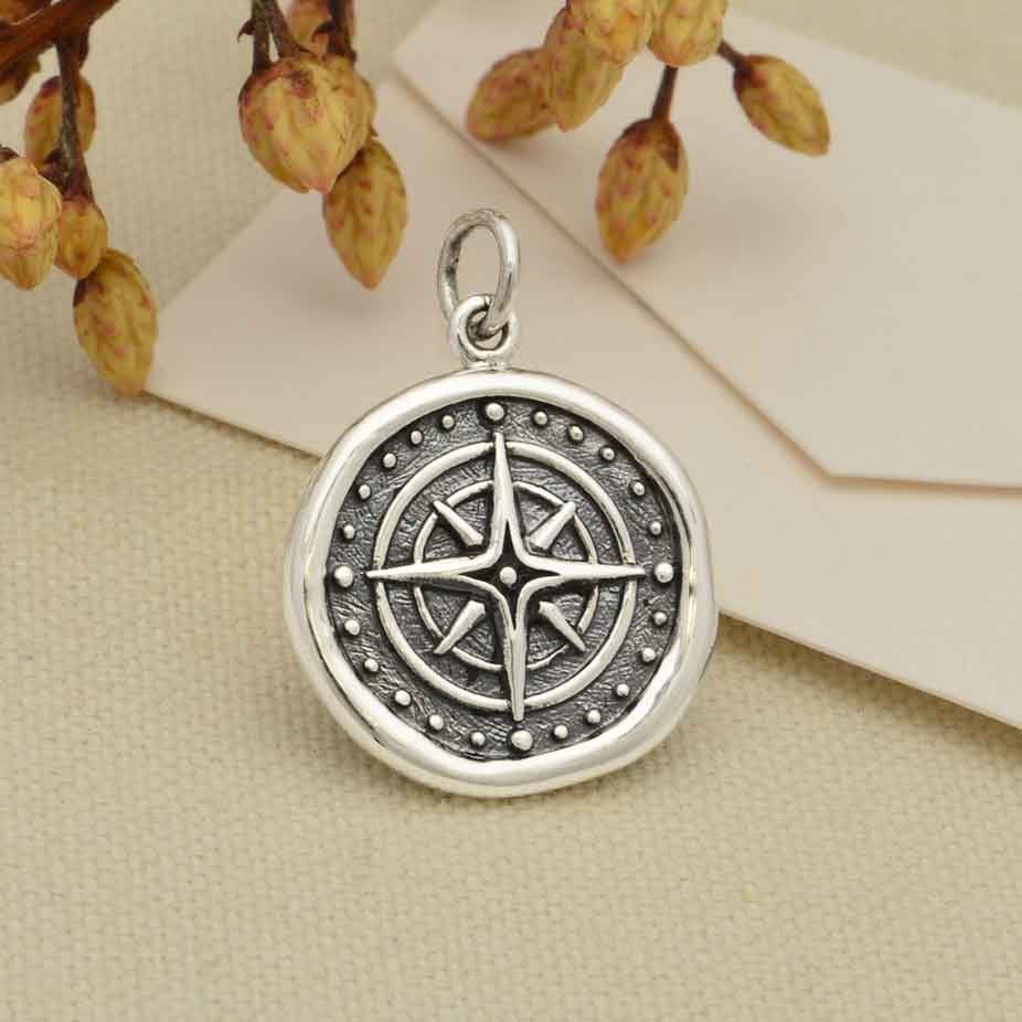 wax seal compass charm-6622