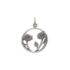Mixed Metal Daisies in a Circle Pendant-6626