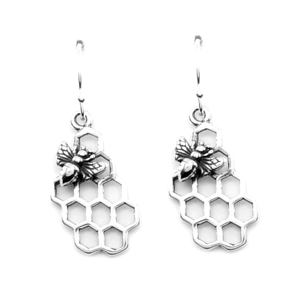 Honeycomb with Bee Earrings-C106E