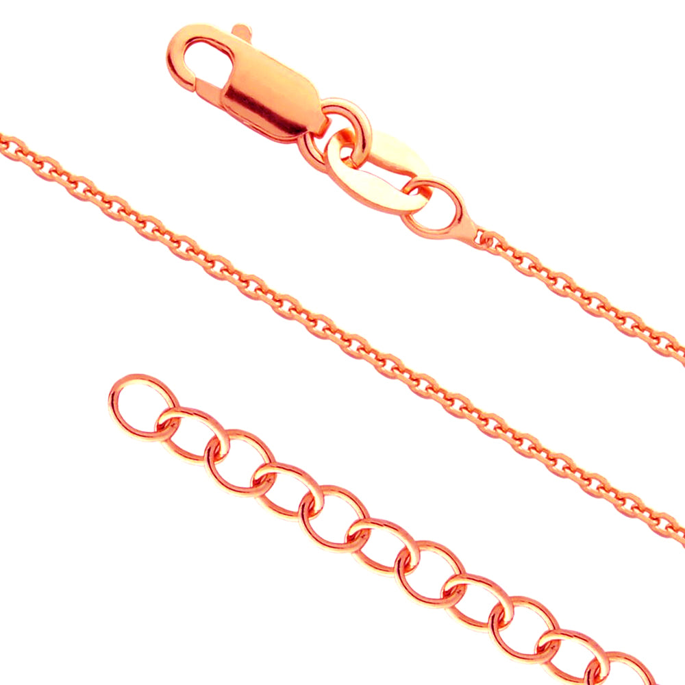 Sterling Silver Rose GOLD PLATED CABLE CHAIN 16" + 2" - PCZCHNR